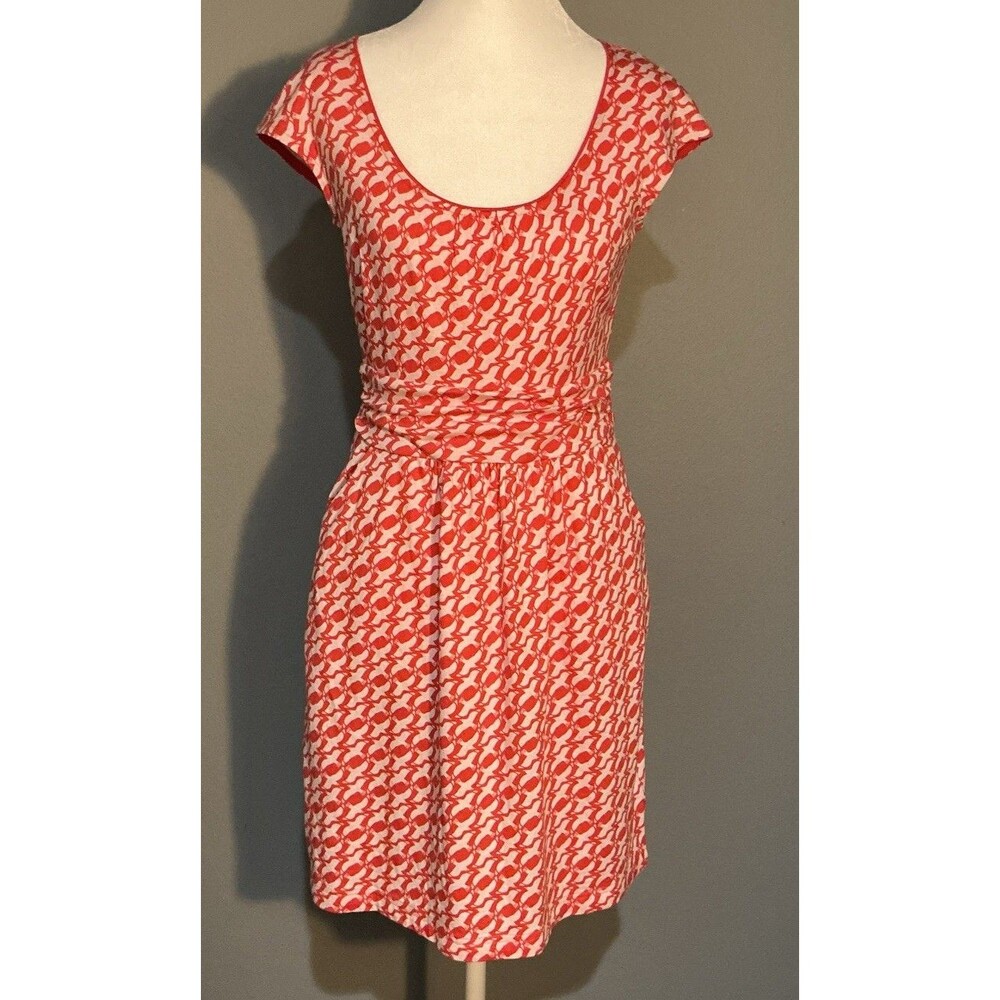 Boden Margot White Dove Bird Print Jersey Dress Long Scoop Neck Women’s 4 Petite